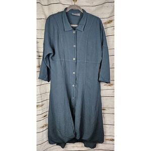Eleven Stitch Design Gray Midi Shirt Dress XS Lagenlook Bubble Minimalist Rayon